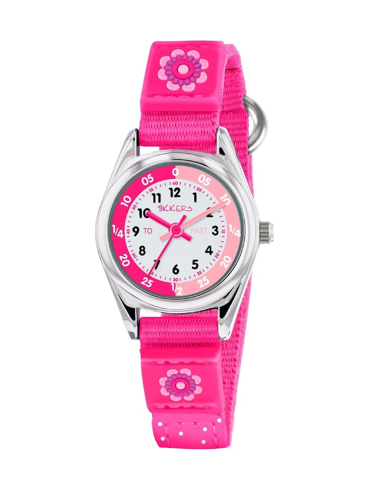 Peers Hardy Pink Tikkers Girls Pink Canvas Strap Flower Time Teacher Watch - Image 1 of 8