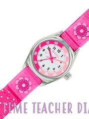 Peers Hardy Pink Tikkers Girls Pink Canvas Strap Flower Time Teacher Watch - Image 5 of 8