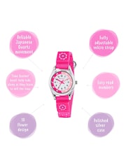Peers Hardy Pink Tikkers Girls Pink Canvas Strap Flower Time Teacher Watch - Image 6 of 8
