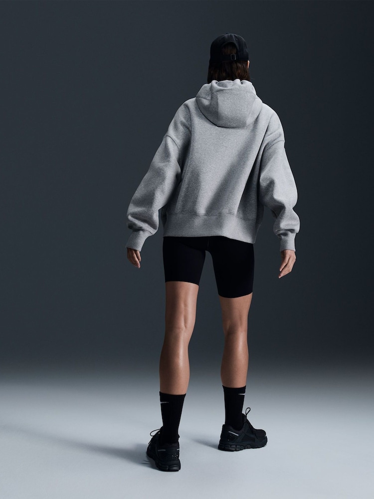 Nike Dark Grey Heather Oversized Phoenix Fleece Over Mini Swoosh Pullover Hoodie - Image 2 of 6
