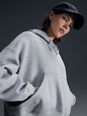 Nike Dark Grey Heather Oversized Phoenix Fleece Over Mini Swoosh Pullover Hoodie - Image 3 of 6