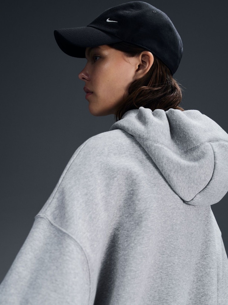 Nike Dark Grey Heather Oversized Phoenix Fleece Over Mini Swoosh Pullover Hoodie - Image 5 of 6