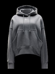Nike Dark Grey Heather Oversized Phoenix Fleece Over Mini Swoosh Pullover Hoodie - Image 6 of 6