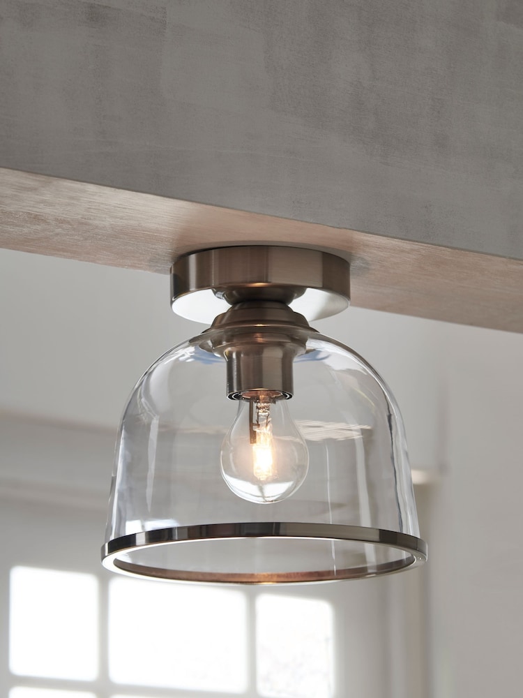 Brushed Chrome Gloucester 1 Light Flush Ceiling Light - Image 1 of 6