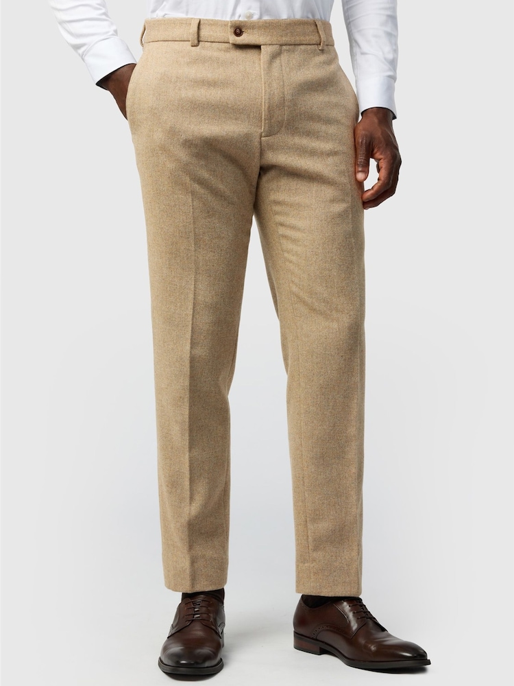 Antique Rogue Slim Fit Baxter Camel Herringbone Tweed Trousers - 1의 이미지 1