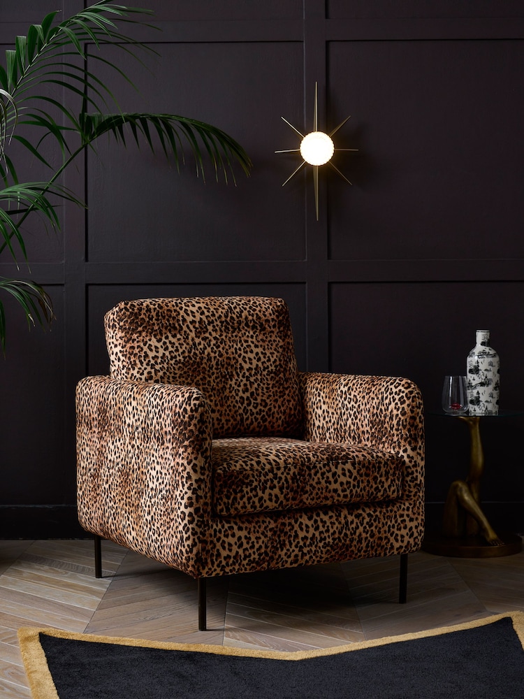 Rockett St George Leopard Love Velvet The Edie Accent Chair - Image 1 of 6