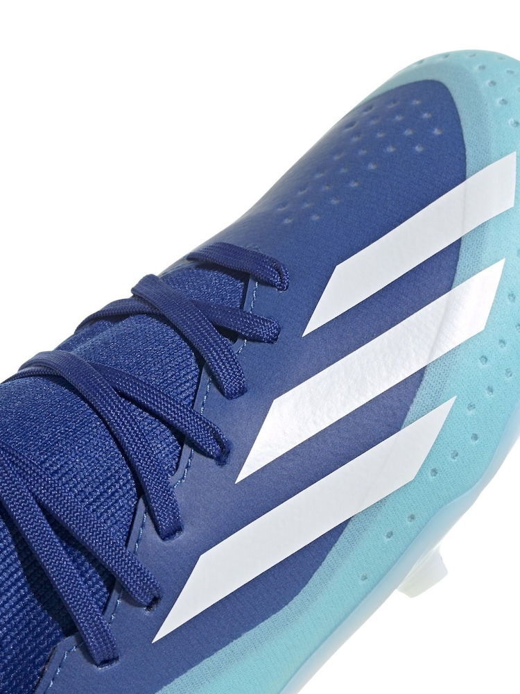 adidas Blue/White Football Performance Kids X Crazyfast.3 Firm Ground Boots - Image 7 of 7
