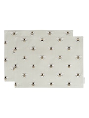 Sophie Allport Set of 2 Grey Bees Placemats - Image 1 of 2
