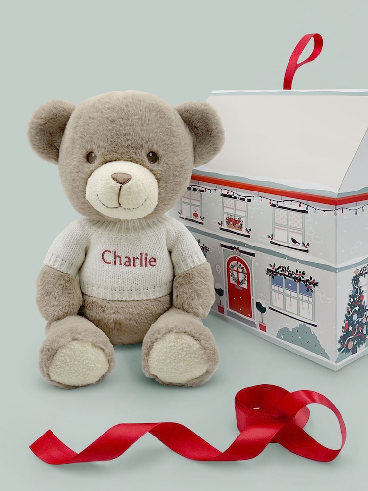 Babyblooms Christmas Frankie Bear with White Jumper- Red Embroidery - Image 1 of 4