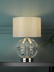 Laura Ashley Chrome Aidan Glass 3 Light Globe Table Lamp - Image 1 of 3