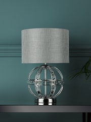 Laura Ashley Chrome Aidan Glass 3 Light Globe Table Lamp - Image 2 of 3