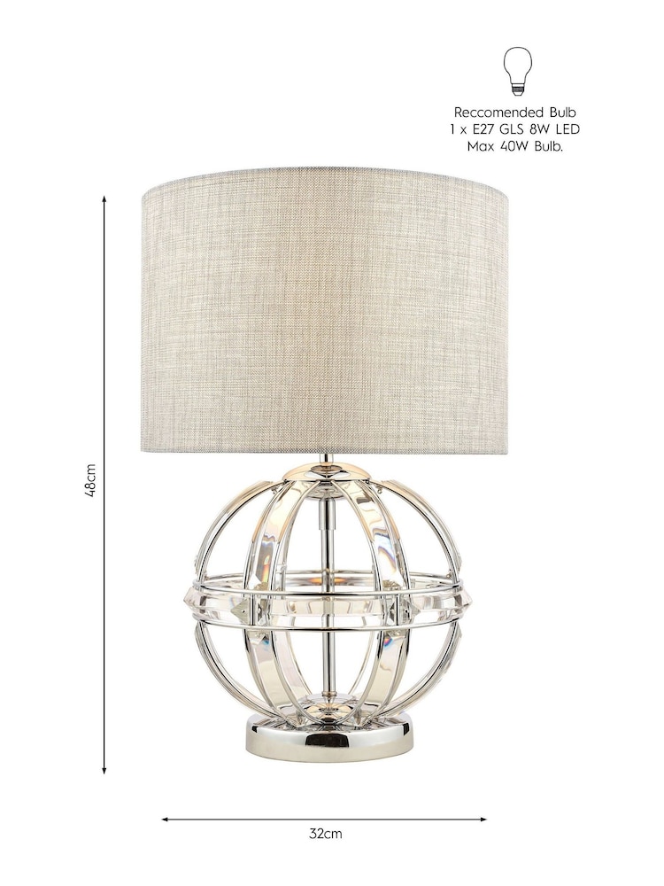Laura Ashley Chrome Aidan Glass 3 Light Globe Table Lamp - Image 3 of 3