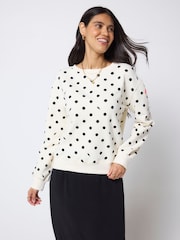 SCAMP & DUDE Cream Polka Dot Bolt Ultimate Sweatshirt - Image 1 of 5