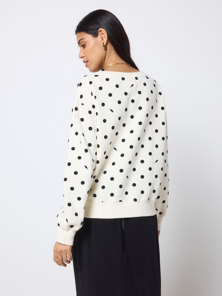 SCAMP & DUDE Cream Polka Dot Bolt Ultimate Sweatshirt - Image 2 of 5 SCAMP & DUDE Cream Polka Dot Bolt Ultimate Sweatshirt - Image 2 of 5