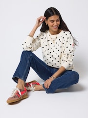 SCAMP & DUDE Cream Polka Dot Bolt Ultimate Sweatshirt - Image 4 of 5