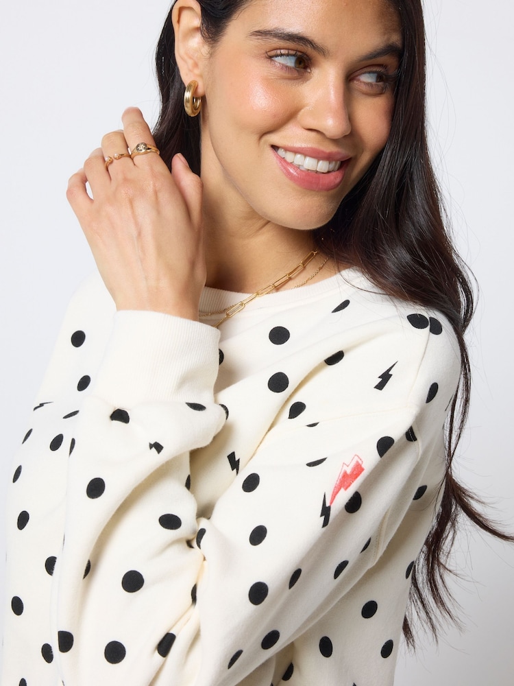 SCAMP & DUDE Cream Polka Dot Bolt Ultimate Sweatshirt - Image 5 of 5 SCAMP & DUDE Cream Polka Dot Bolt Ultimate Sweatshirt - Image 5 of 5