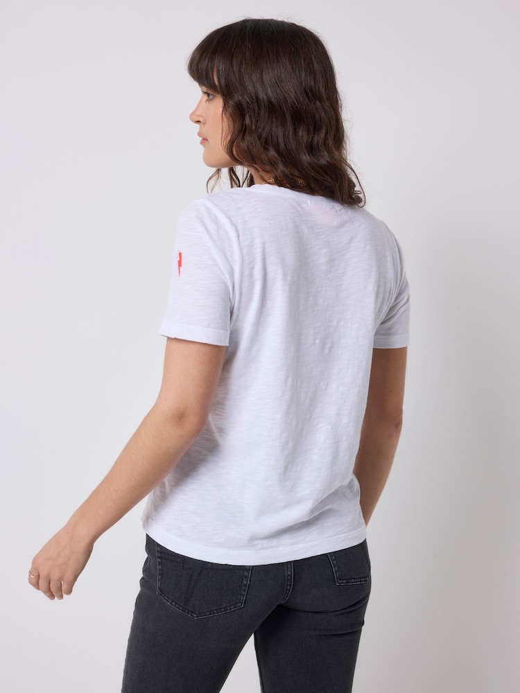 Blanc - T-shirt à Col V en coton flammé SCAMP & DUDE - Image 2 sur 5