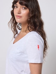 Blanc - T-shirt à Col V en coton flammé SCAMP & DUDE - Image 5 sur 5