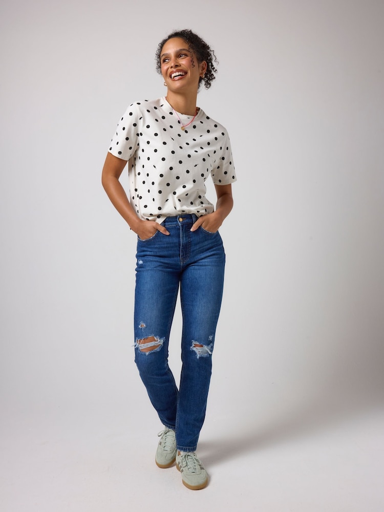 SCAMP & DUDE Cream Polka Dot Bolt Classic T-Shirt - Image 1 of 1 SCAMP & DUDE Cream Polka Dot Bolt Classic T-Shirt - Image 1 of 1