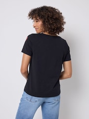 Noir - T-shirt à Col V en coton flammé SCAMP & DUDE - Image 3 sur 5