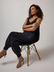 SCAMP & DUDE Black Cuffed Barrel Joggers - Image 2 of 4