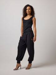 SCAMP & DUDE Black Cuffed Barrel Joggers - Image 3 of 4