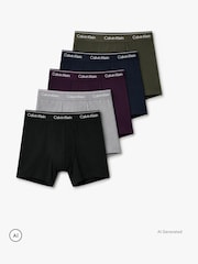 Calvin Klein Purple Icon Cotton Stretch Boxer Trunks Set - Image 1 of 6