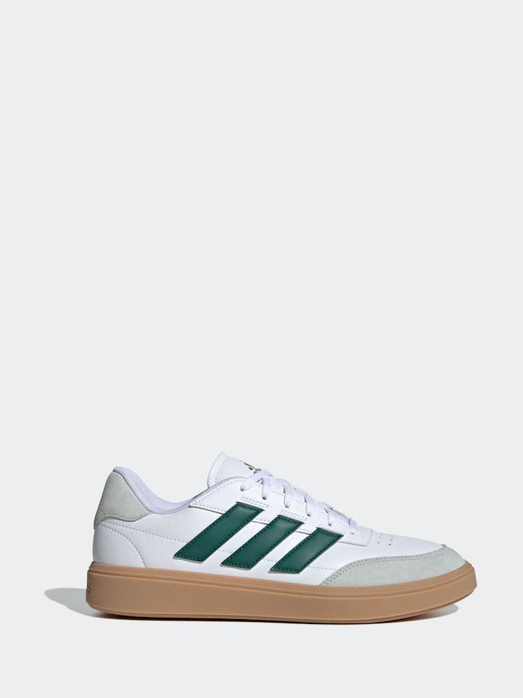 adidas White/Dark Green Courtblock Trainers - Image 1 of 6 adidas White/Dark Green Courtblock Trainers - Image 1 of 6