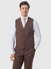 Cavani Chestnut Brown Thomas Tweed Waistcoat - Image 1 of 2