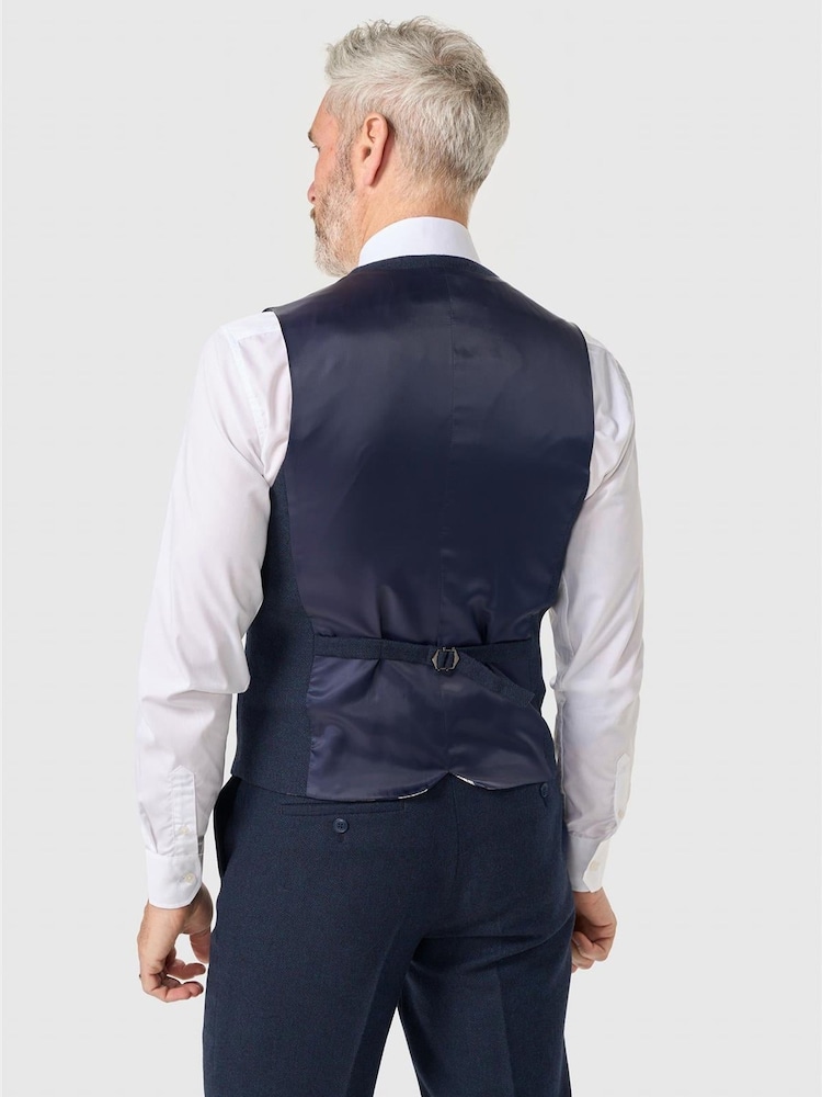 Cavani Navy Blue Thomas Tweed Waistcoat - Image 2 of 5 Cavani Navy Blue Thomas Tweed Waistcoat - Image 2 of 5