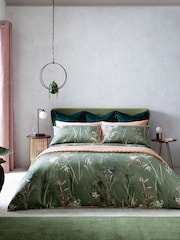 Green Collection Luxe 300 Thread Count 100% Cotton Sateen Patterned Duvet Cover And Pillowcase Set - Image 2 of 5