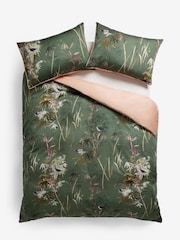 Green Collection Luxe 300 Thread Count 100% Cotton Sateen Patterned Duvet Cover And Pillowcase Set - Image 3 of 5