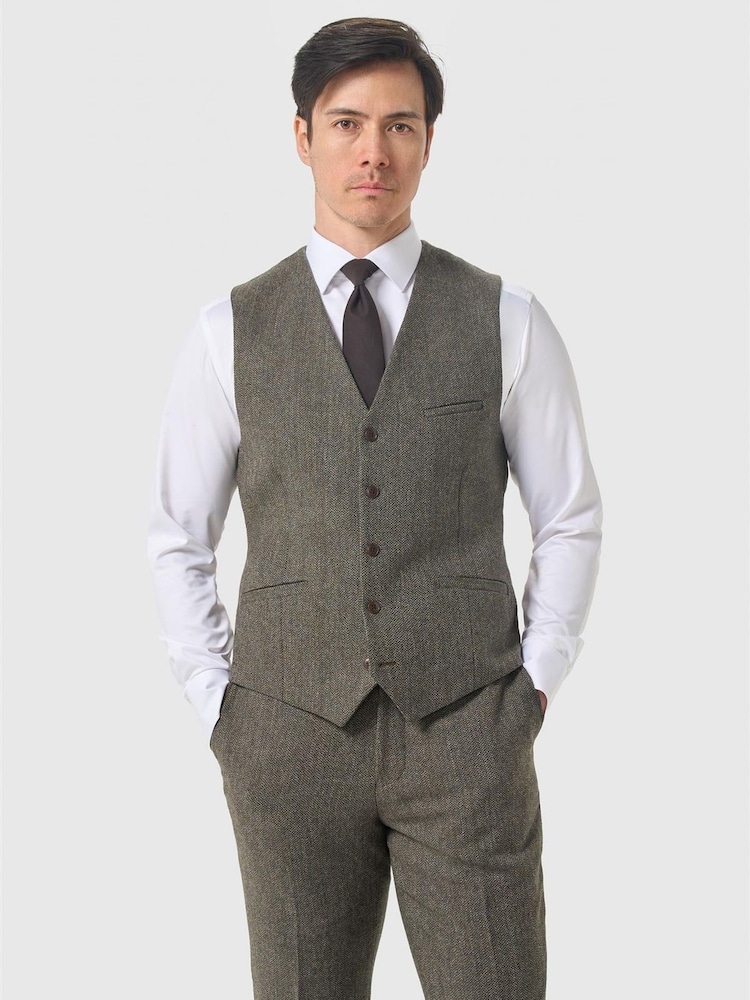 Cavani Sage Green Thomas Tweed Waistcoat - Image 1 of 3 Cavani Sage Green Thomas Tweed Waistcoat - Image 1 of 3