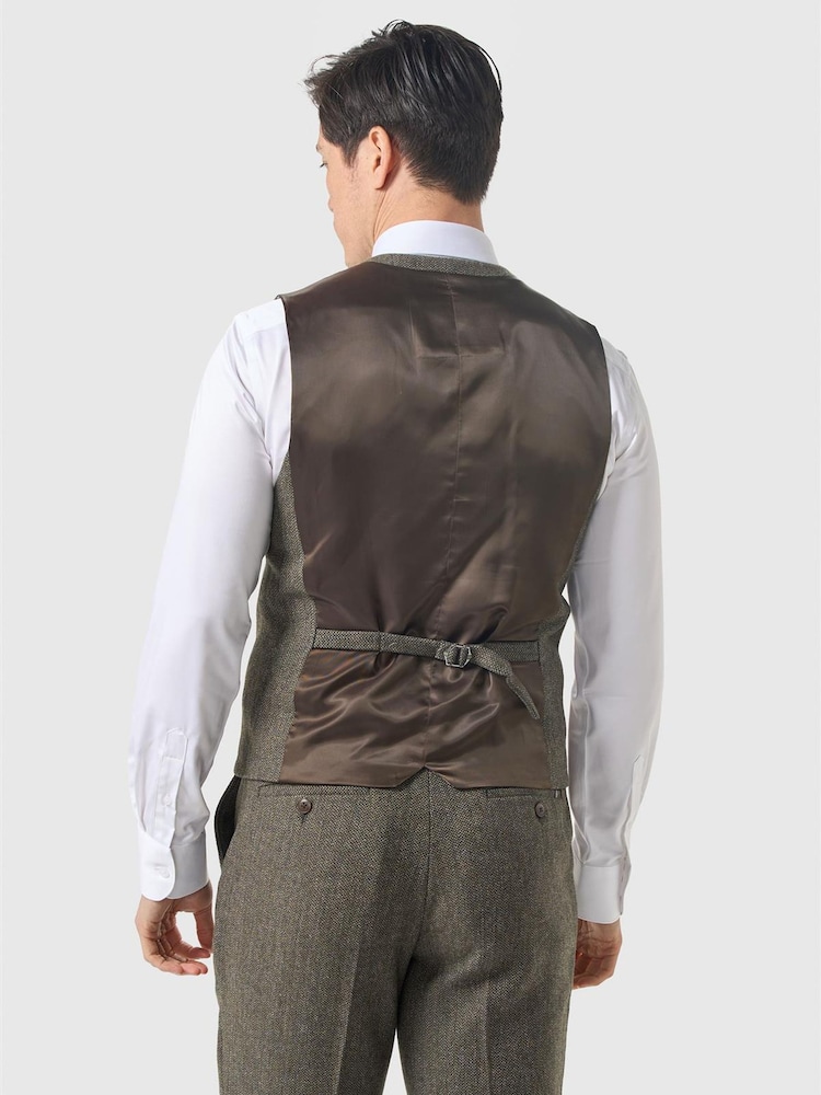 Cavani Sage Green Thomas Tweed Waistcoat - Image 2 of 3 Cavani Sage Green Thomas Tweed Waistcoat - Image 2 of 3