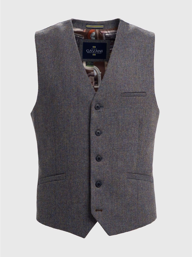 Cavani Blue Thomas Tweed Waistcoat - Image 3 of 3 Cavani Blue Thomas Tweed Waistcoat - Image 3 of 3