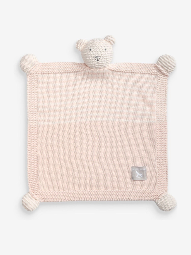 The Little Tailor Pink 100% Cotton Baby Soft Knitted Teddy Comforter - Image 1 of 2