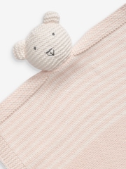 The Little Tailor Pink 100% Cotton Baby Soft Knitted Teddy Comforter - Image 2 of 2