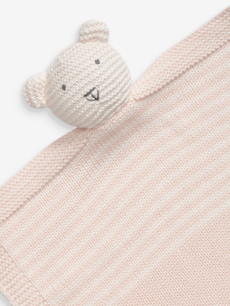 The Little Tailor Pink 100% Cotton Baby Soft Knitted Teddy Comforter - Image 2 of 2