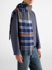 أزرق مربعات - Osprey London The Skye Wool & Cashmere Blend Scarf - صورة 1 من 6