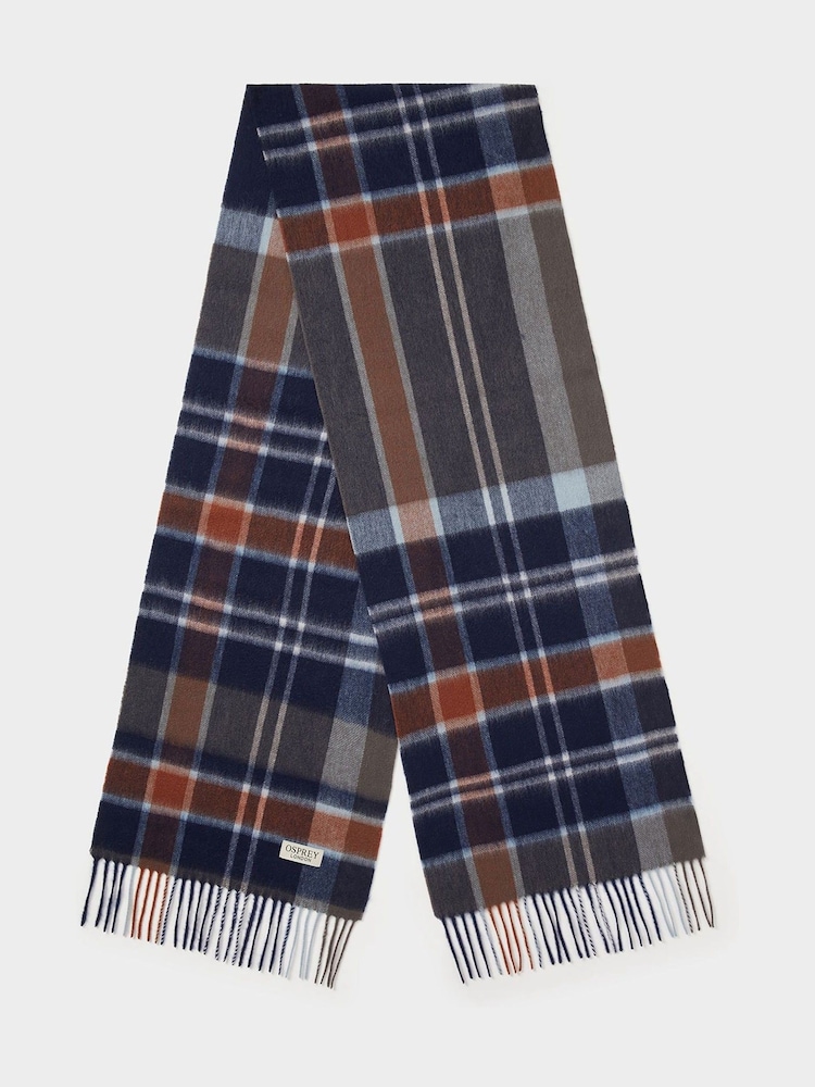 أزرق مربعات - Osprey London The Skye Wool & Cashmere Blend Scarf - صورة 2 من 6