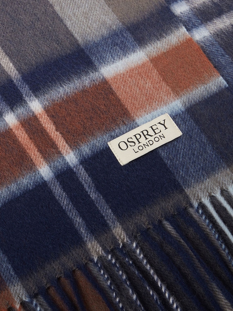أزرق مربعات - Osprey London The Skye Wool & Cashmere Blend Scarf - صورة 6 من 6