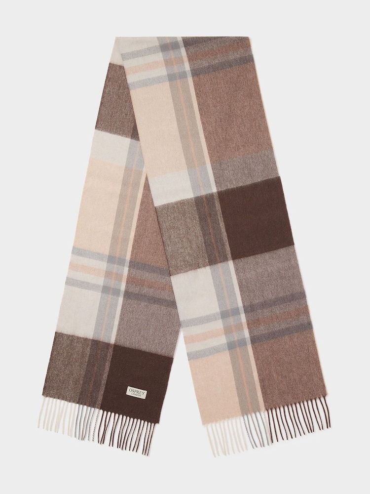 مربعات لون طبيعي - Osprey London The Skye Wool & Cashmere Blend Scarf - صورة 2 من 5