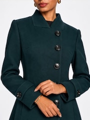 أخضر - Jolie Moi Military Asymmetrical Button Jacket - Image 3 of 6