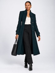 أخضر - Jolie Moi Military Asymmetrical Button Jacket - Image 5 of 6