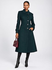 أخضر - Jolie Moi Military Asymmetrical Button Jacket - Image 6 of 6