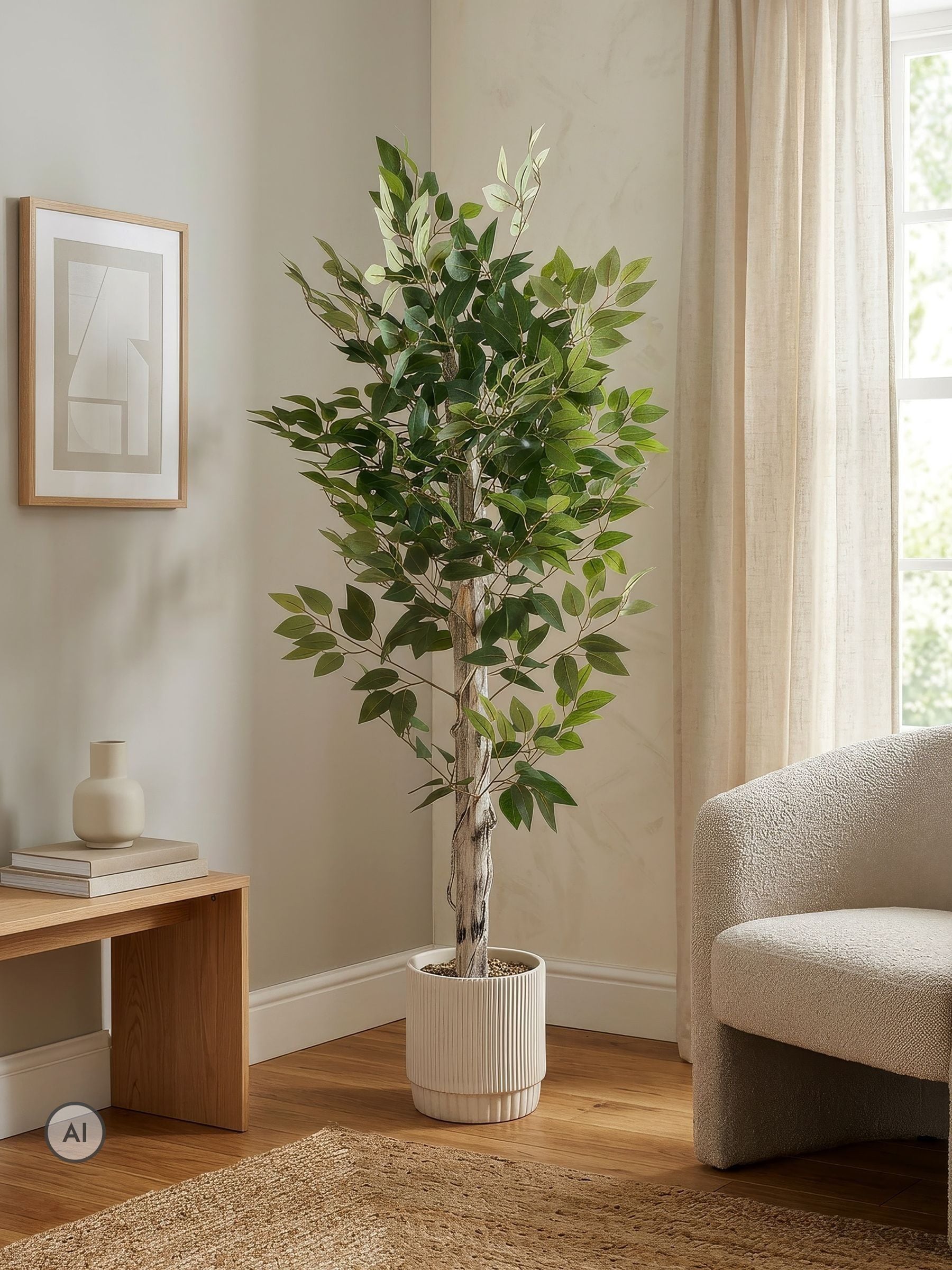 Scottish Everlastings Ltd Unisex Green Ficus Tree In Cement Pot - Image 1