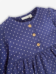JoJo Maman Bébé Navy Santa in a Tractor Appliqué Button Front Dress - Image 2 of 5