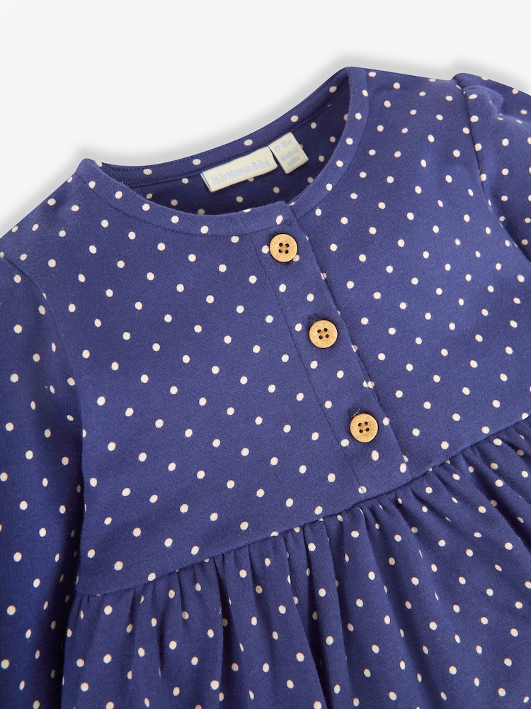JoJo Maman Bébé Navy Santa in a Tractor Appliqué Button Front Dress - Image 2 of 5