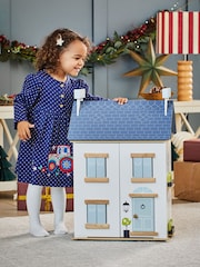JoJo Maman Bébé Navy Santa in a Tractor Appliqué Button Front Dress - Image 5 of 5