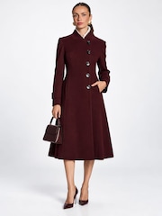 أحمر - Jolie Moi Military Asymmetrical Button Jacket - Image 1 of 6